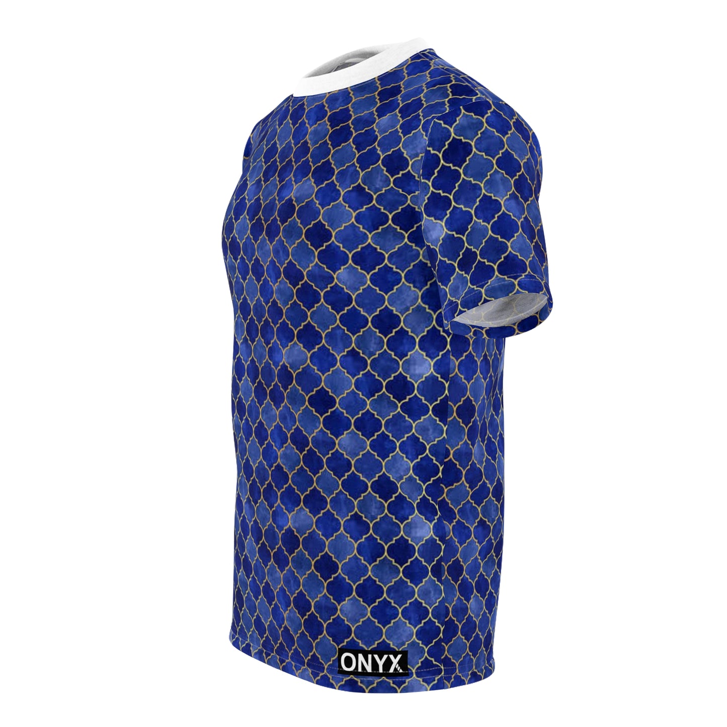 Unisex Cut & Sew Tee (AOP) blue/gold