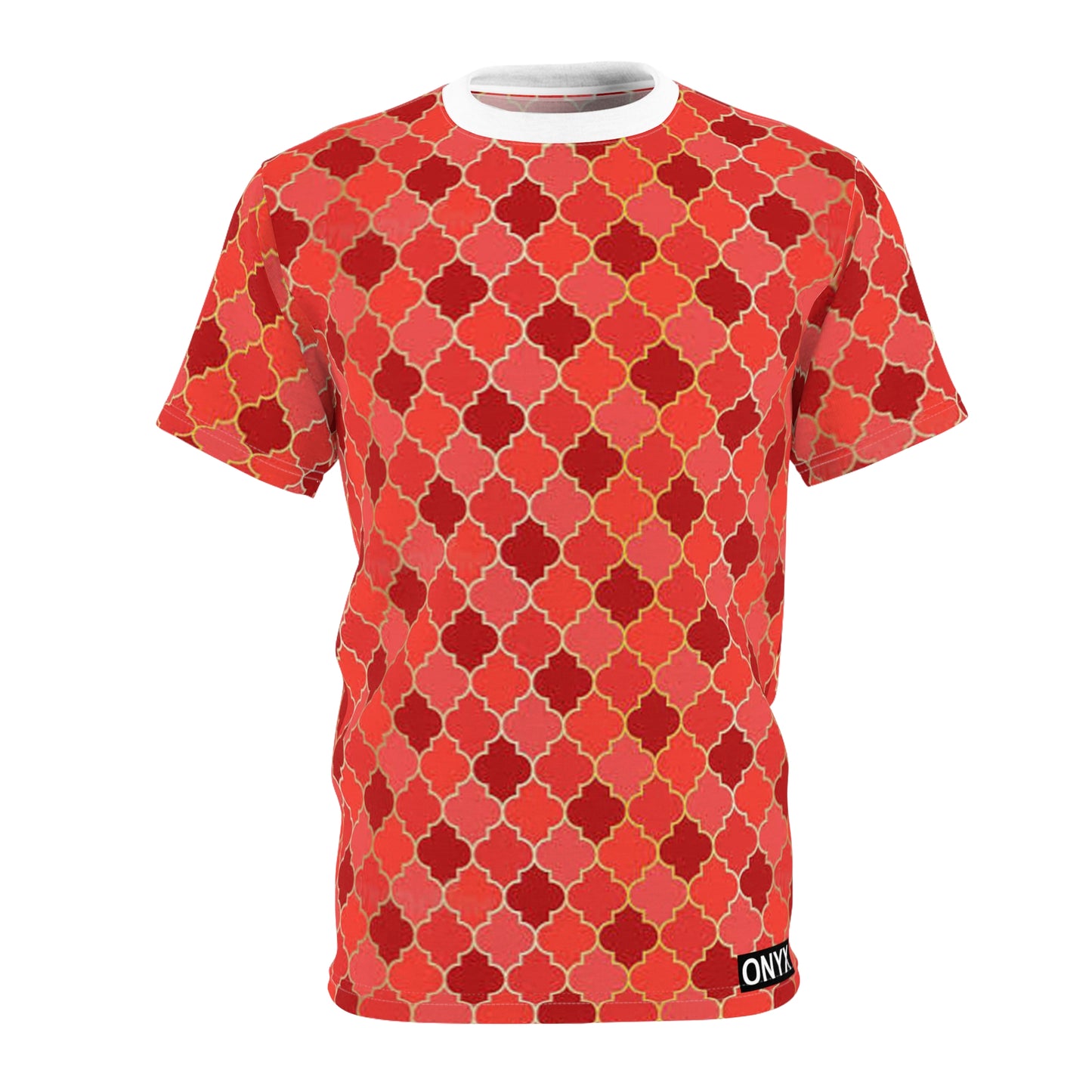 Unisex Cut & Sew Tee (AOP) red/gold
