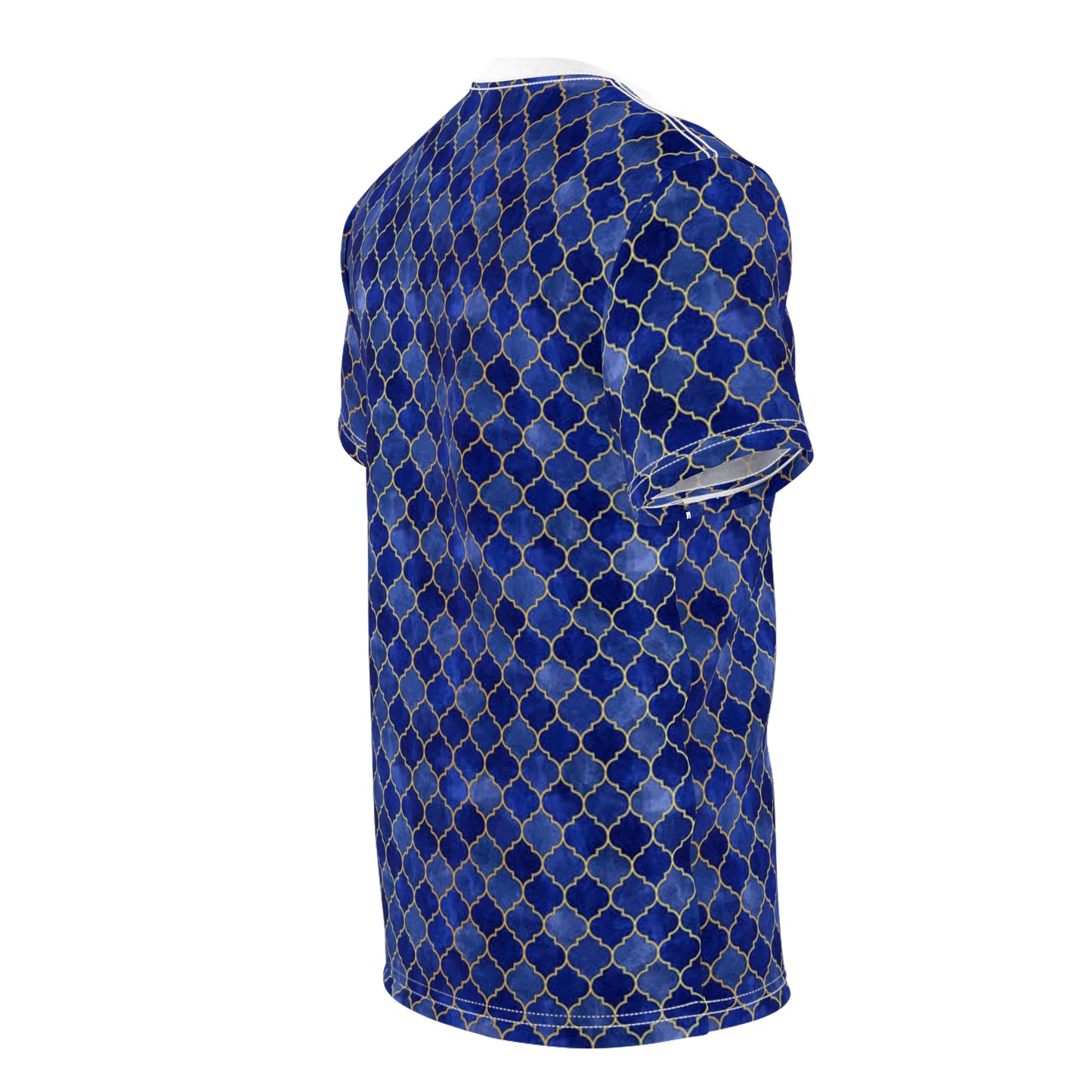 Unisex Cut & Sew Tee (AOP) blue/gold