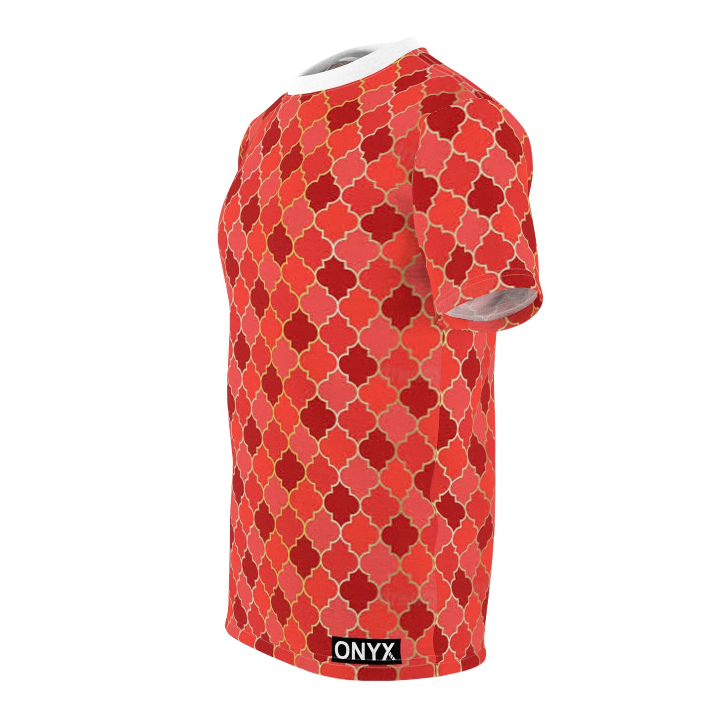 Unisex Cut & Sew Tee (AOP) red/gold