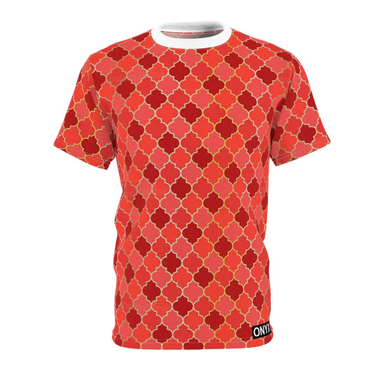 Unisex Cut & Sew Tee (AOP) red/gold