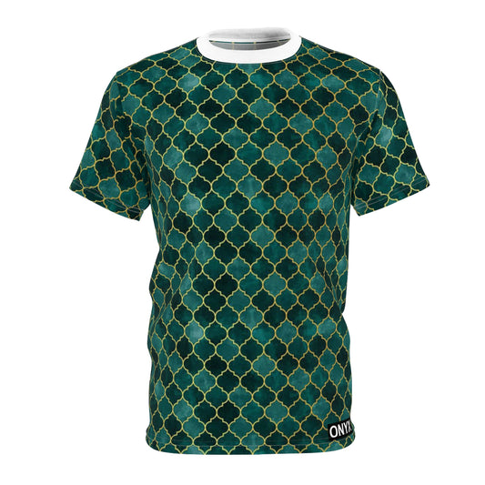 Unisex Cut & Sew Tee (AOP) green/gold